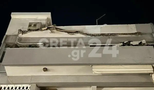 Κατέρρευσαν ταράτσα και μπαλκόνι πολυκατοικίας στο Ηράκλειο